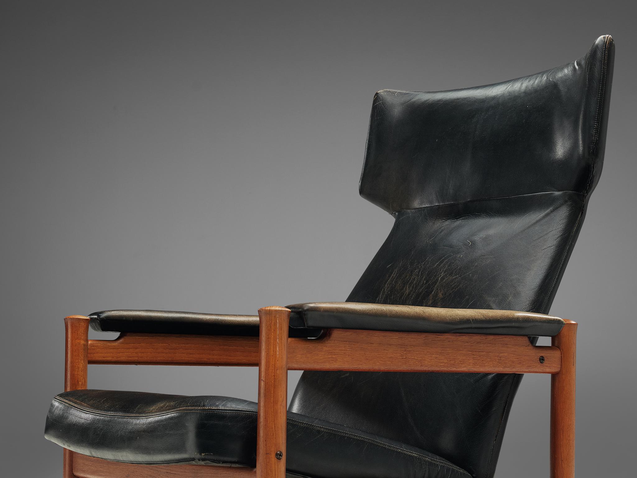 20th Century Søren Hansen Wingback Chair in Original Leather