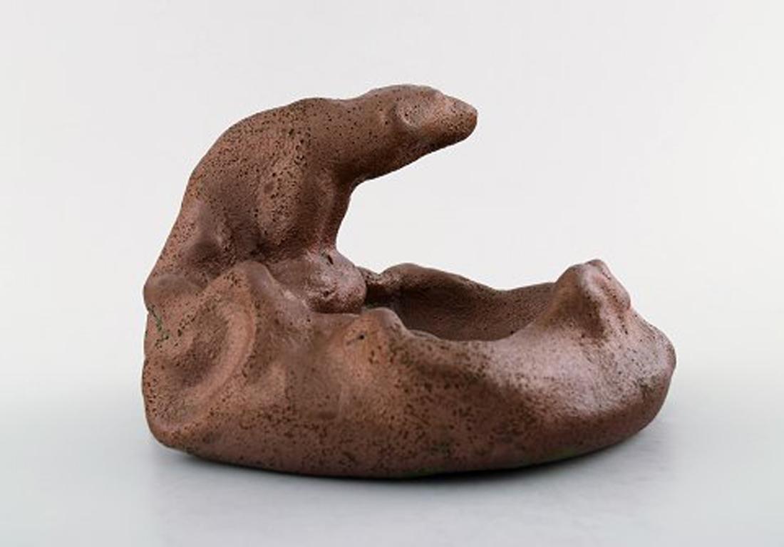 Art Deco Søren Kongstrand, Denmark, Bowl with Polar Bear in Luster Glaze For Sale