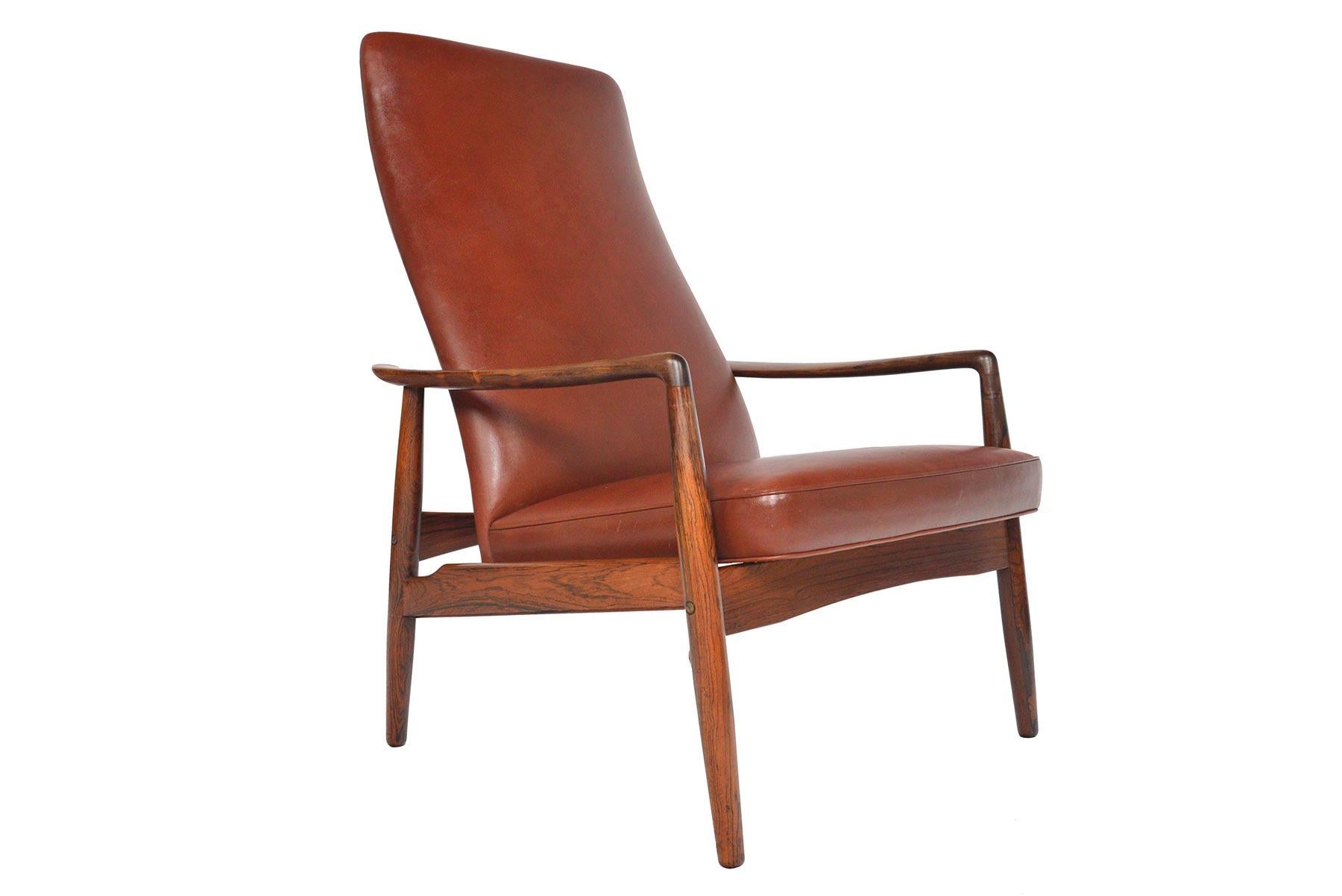 Søren Ladefoged Modell 72 Rosenholz und Leder Liegesessel und Ottomane (Skandinavische Moderne)