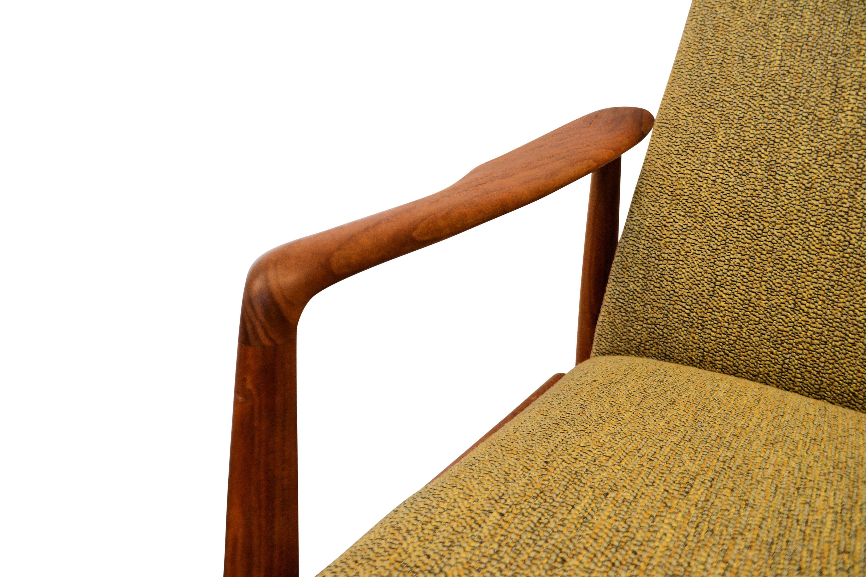 Fabric Søren Ladefoged Teak Lounge Chair and Matching Ottoman