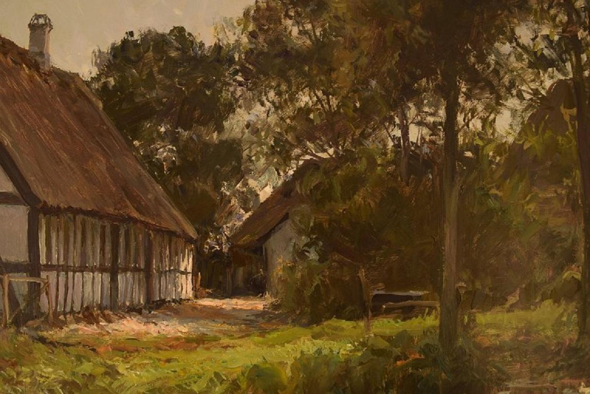 Søren Melchior Hansen, Oil on Board, Danish Summer Country Scenery In Excellent Condition In Copenhagen, DK