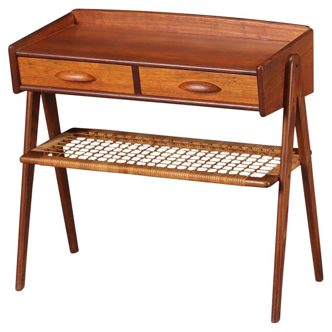 Pair of Teak and Rattan Bedside Tables by Soren Rasmussen For Sale at 1stDibs