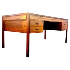 Søren Willadsen Rosewood Desk with Leather Insert and Drawers, 1960s