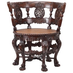 Vintage Sri Lankan Mãrã or East Indian Walnut ‘Burgomaster’ Chair