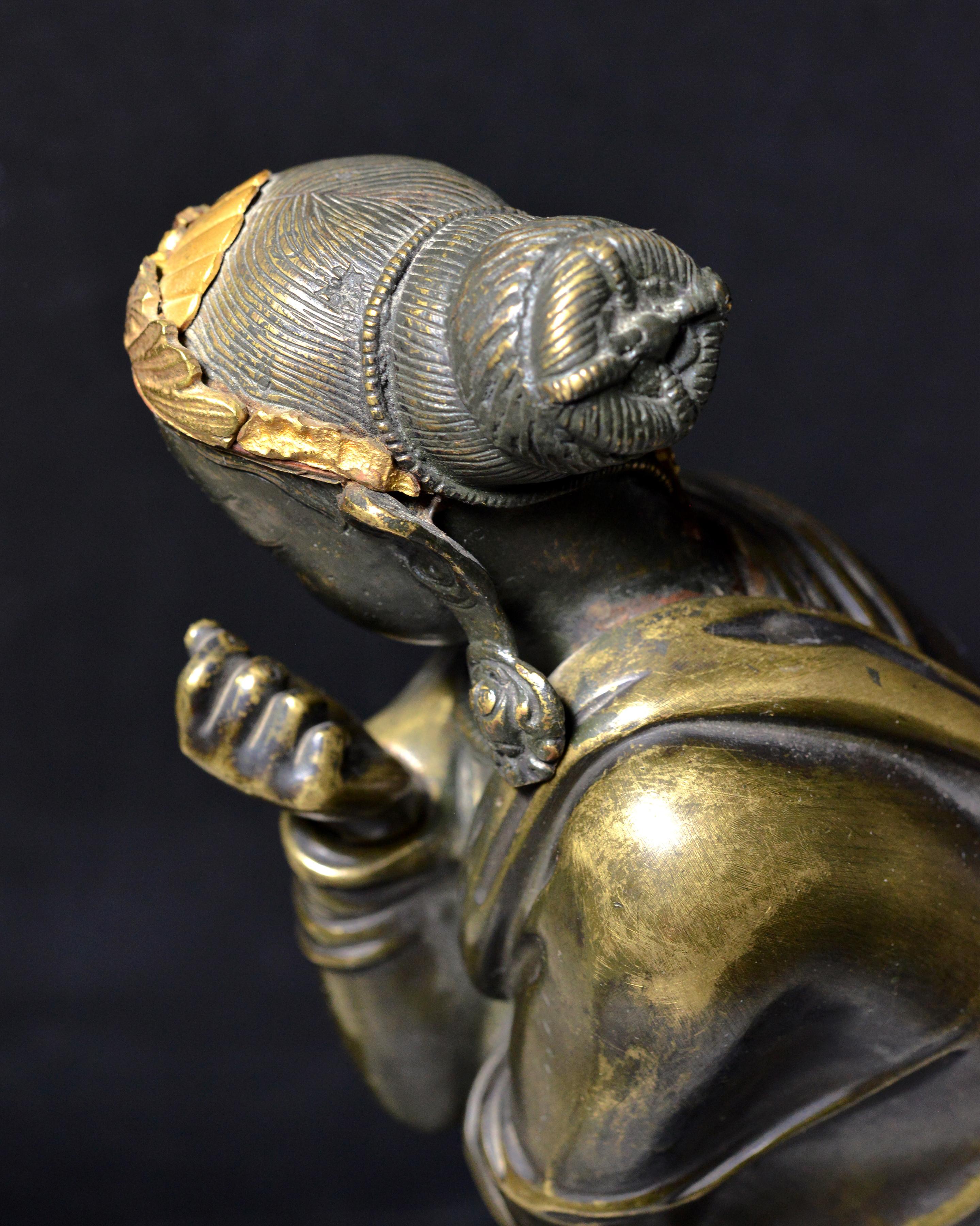 Sridevi East Asian Hindu Deity Goddess bronze Figurine Antique 18th-19th century For Sale 2