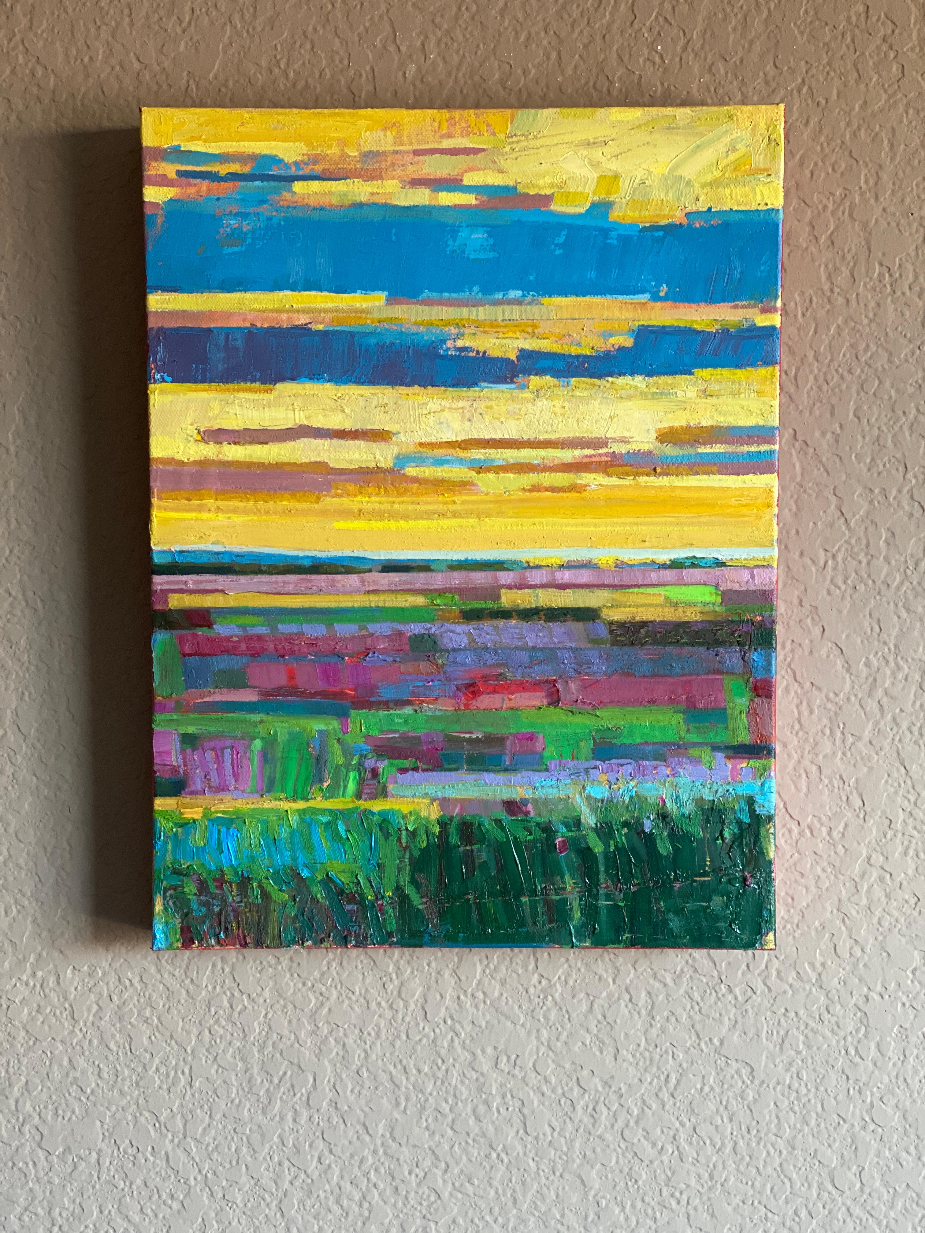 Campi di ara, pittura ad olio astratta - Painting Astratto di Srinivas Kathoju