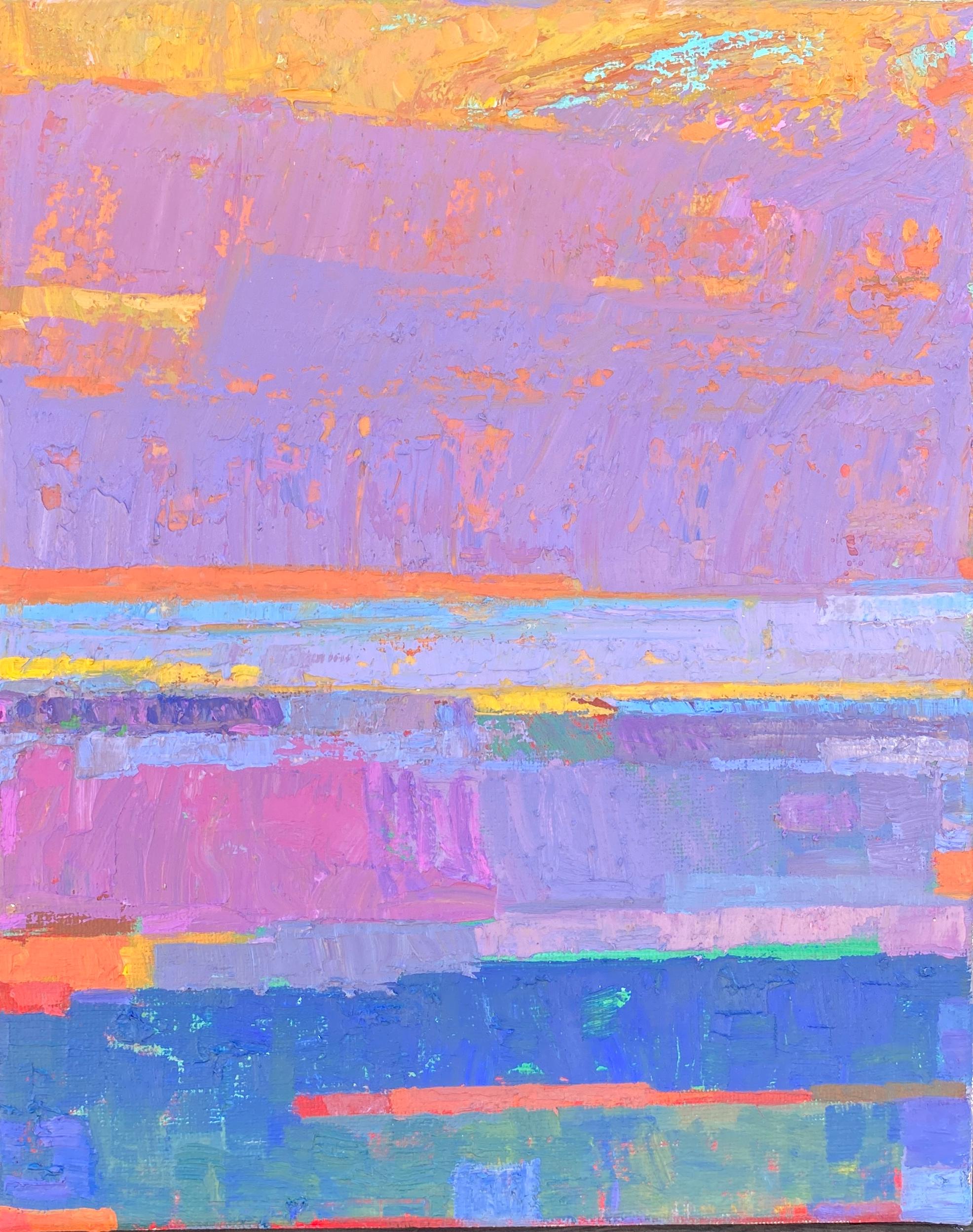 Abstract Painting di Srinivas Kathoju - Nuvole viola, pittura a olio astratta