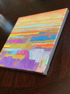Purple Fields and the Horizon 2, Abstract Oil Painting