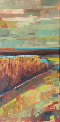 Lago rústico, pintura al óleo abstracta
