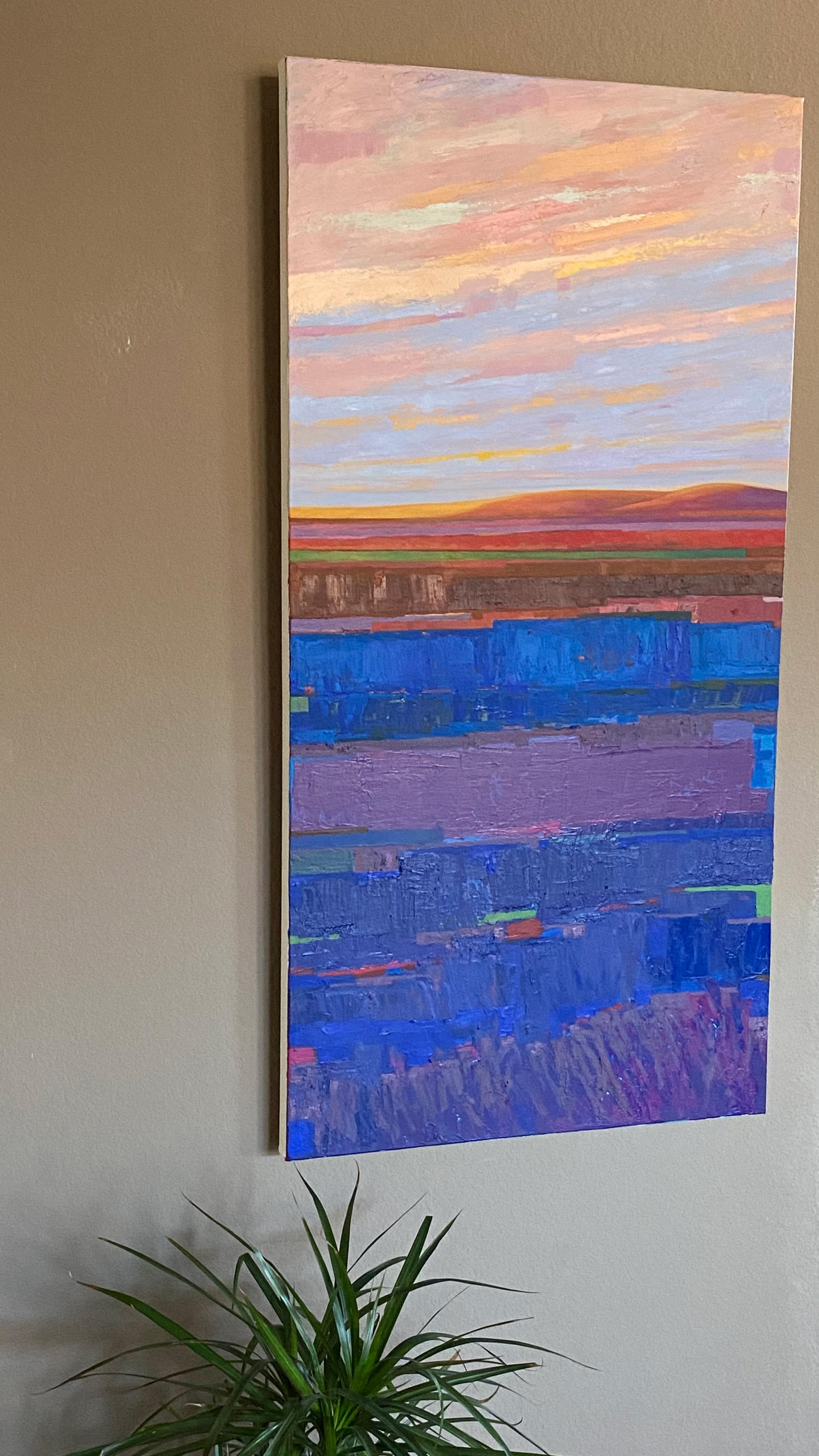 Le montagne viola, pittura a olio astratta - Painting Astratto di Srinivas Kathoju