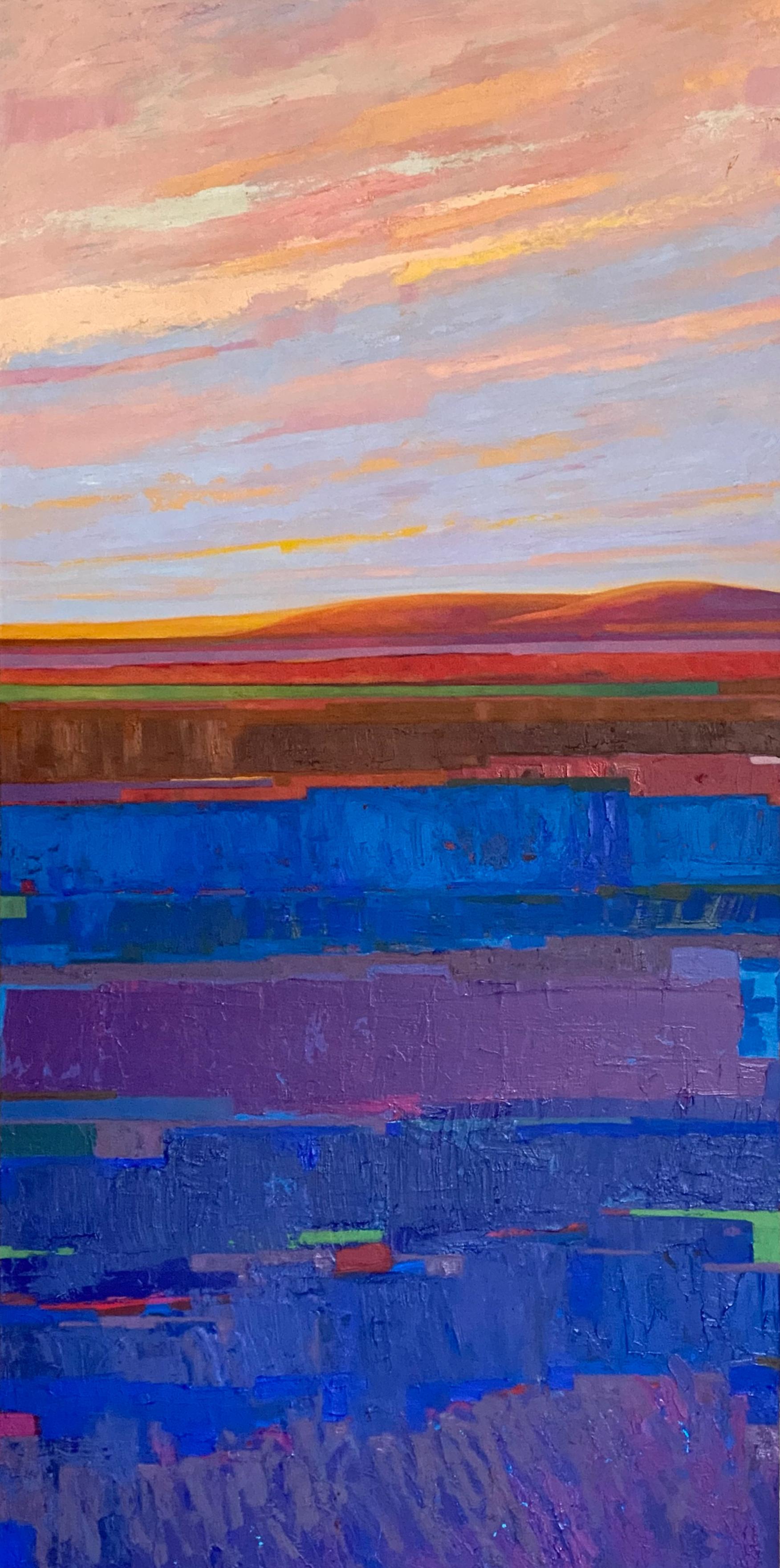 Srinivas Kathoju Abstract Painting – Abstraktes Ölgemälde „The Purple Mountains“