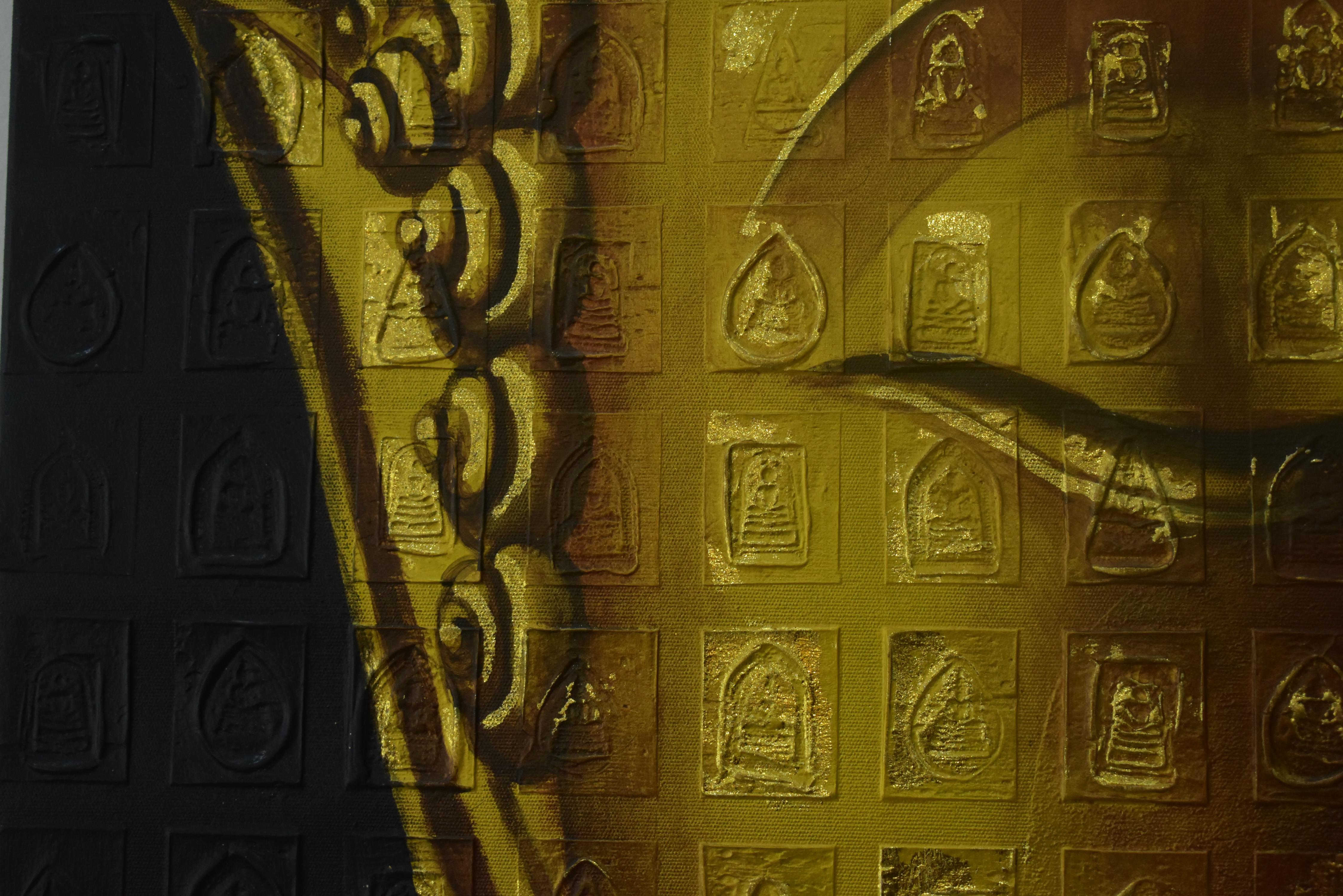 Radiance de la paix intérieure, monture de tranquillité Dharma en or et bronze en vente 6