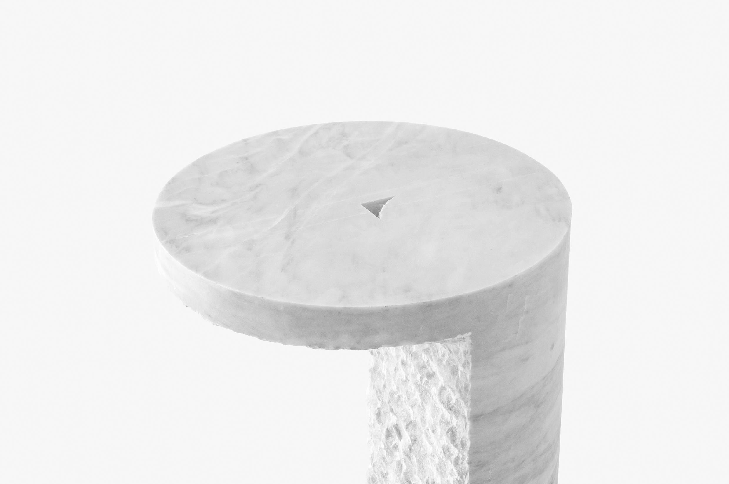 Brutalist White Marble Side Table, S.R.O Collection For Sale