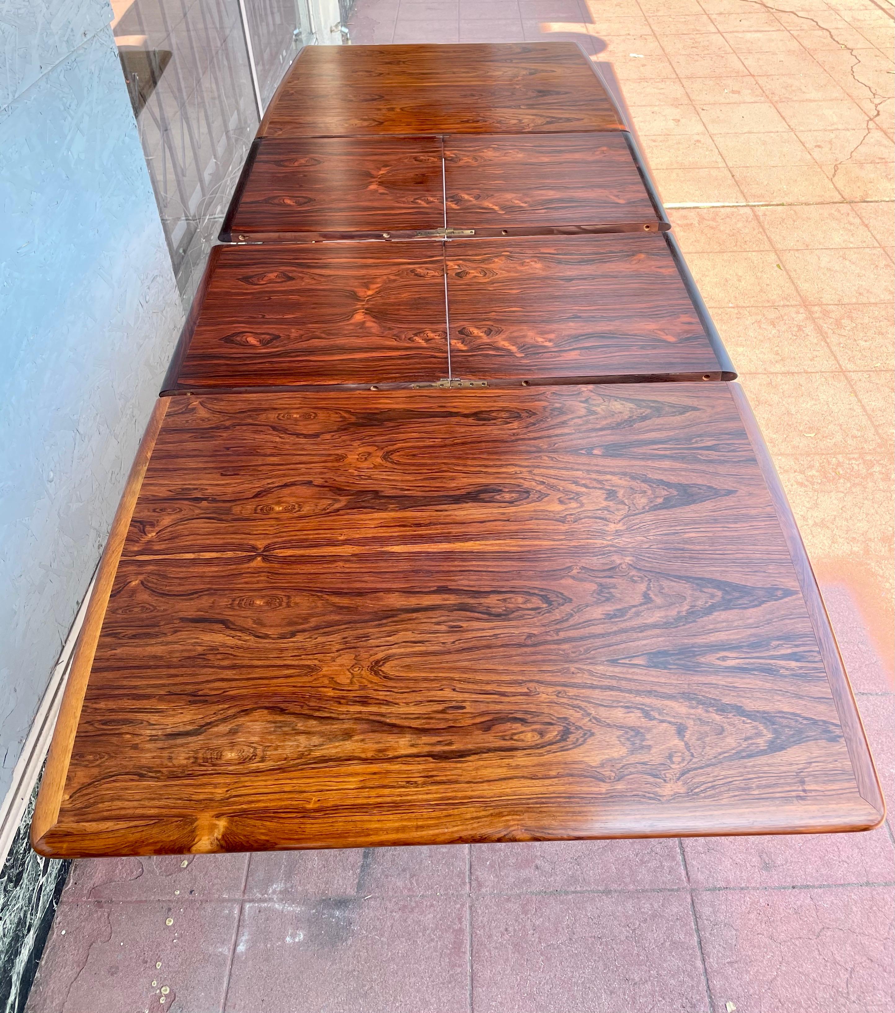 Srtiking X Large Rosewood Extendable Danish Modern Dining Table 1