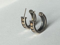 SS/18K Sterling Silver 18K Yellow Gold Dot Hoops by Scott Kay