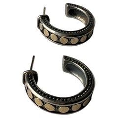 SS/18K Sterling Silver 18K Yellow Gold Dot Hoops by Scott Kay