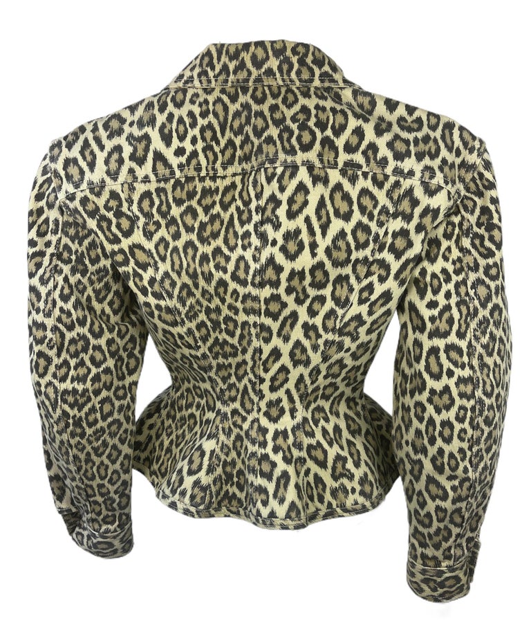 Gray SS 1989 Junior Gaultier Leopard Denim Jacket  For Sale