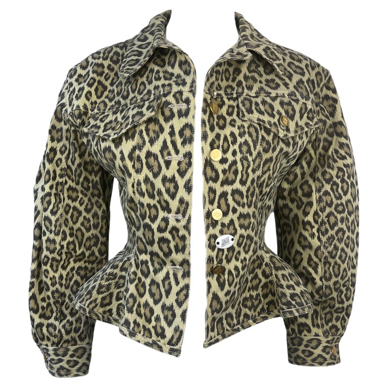 SS 1989 Junior Gaultier Leopard Denim Jacket  For Sale