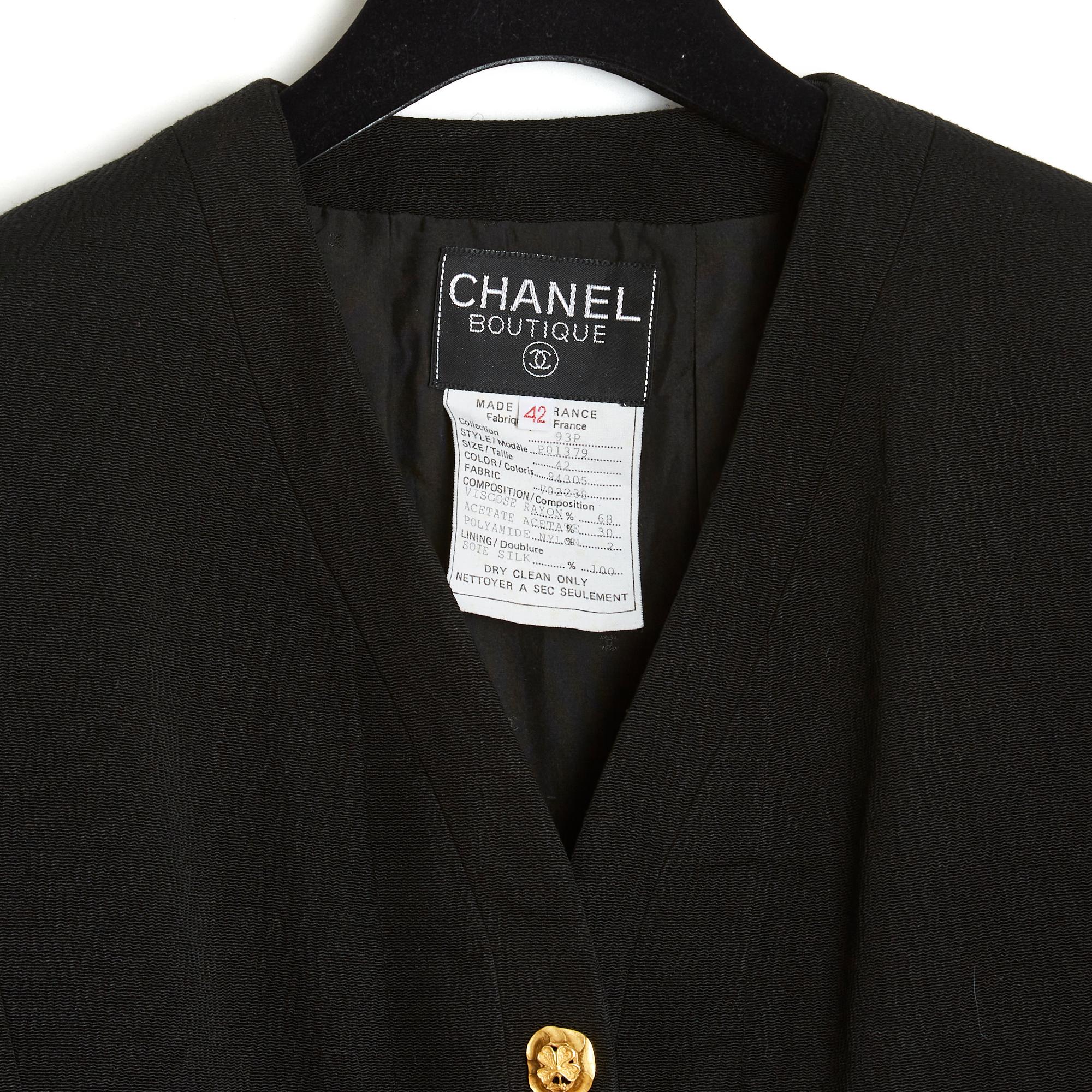 SS 1993 Chanel black crepe blazer FR42 2