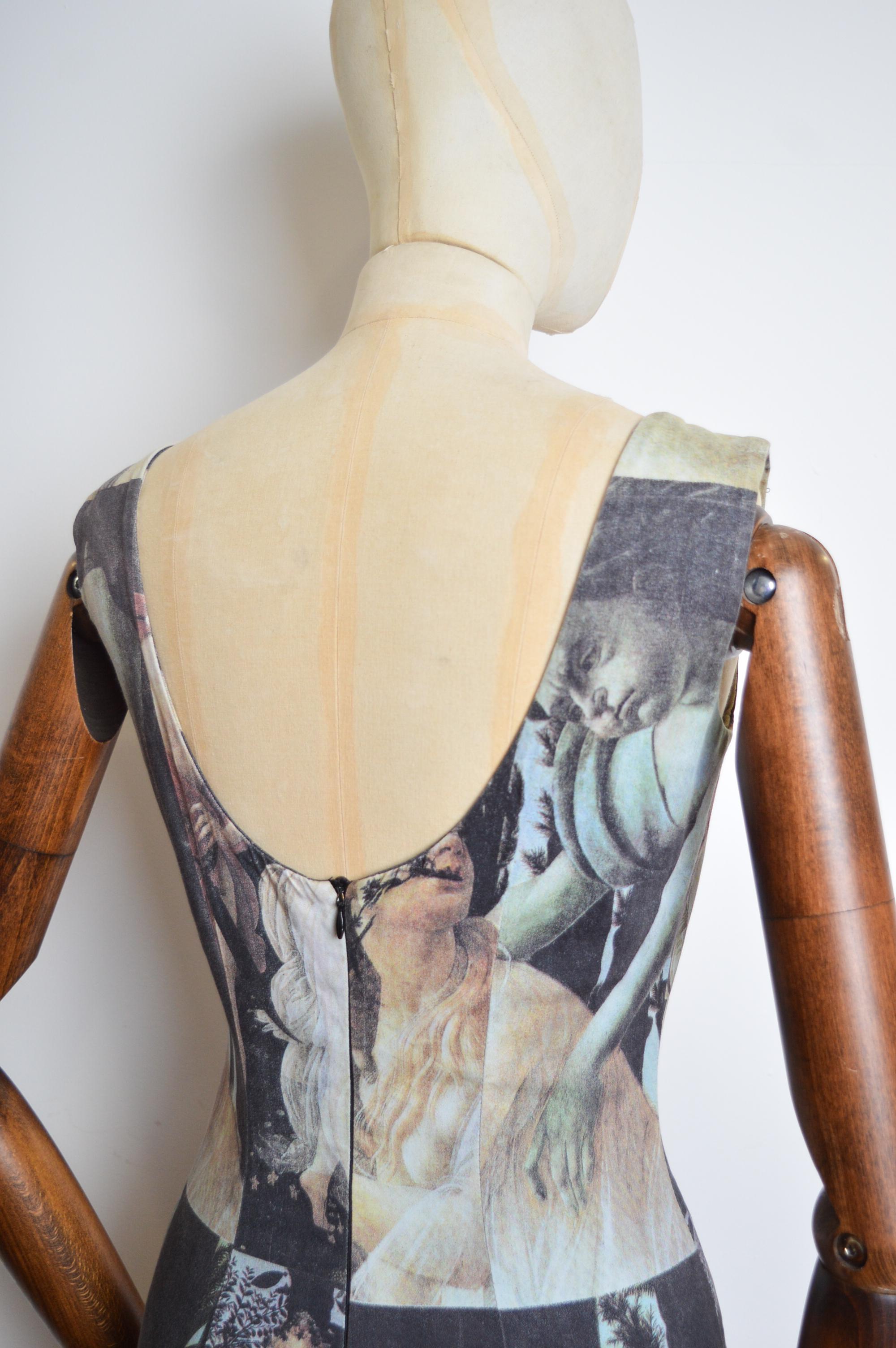 SS 1993 DOLCE & GABBANA Body con Botticelli Primavera Art Runway cocktail Dress For Sale 7