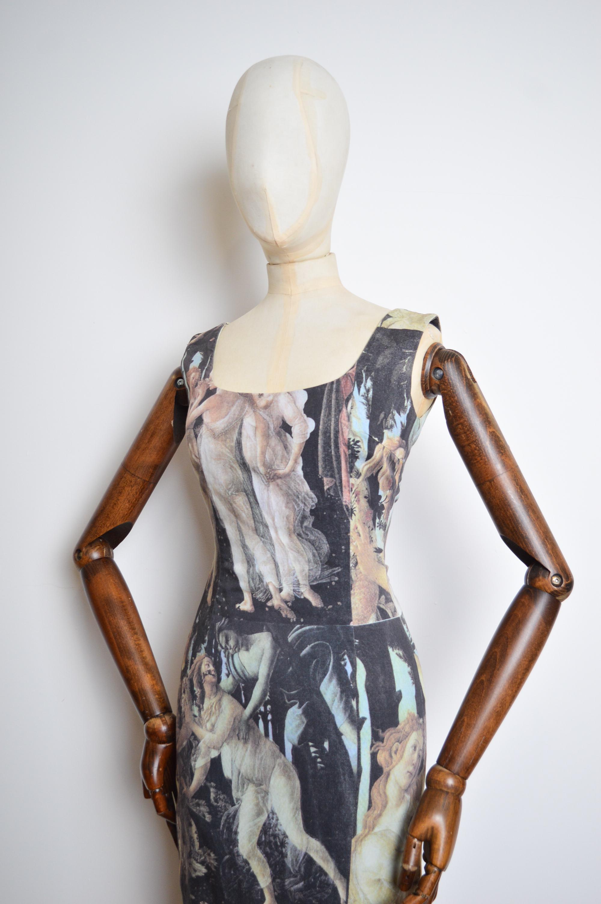 SS 1993 DOLCE & GABBANA Body con Botticelli Primavera Art Runway cocktail Dress For Sale 9
