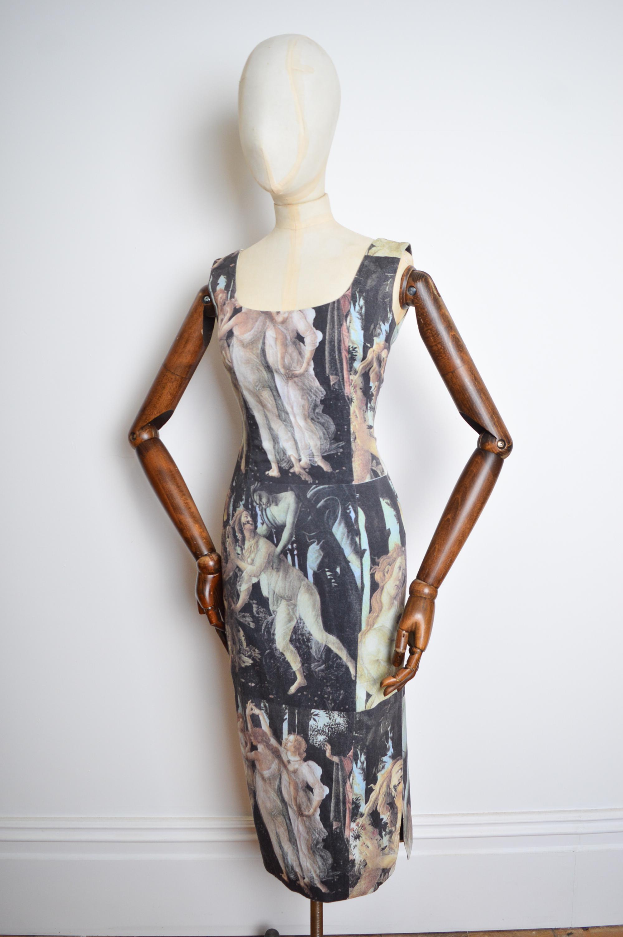SS 1993 DOLCE & GABBANA Body con Botticelli Primavera Art Runway cocktail Dress For Sale 11