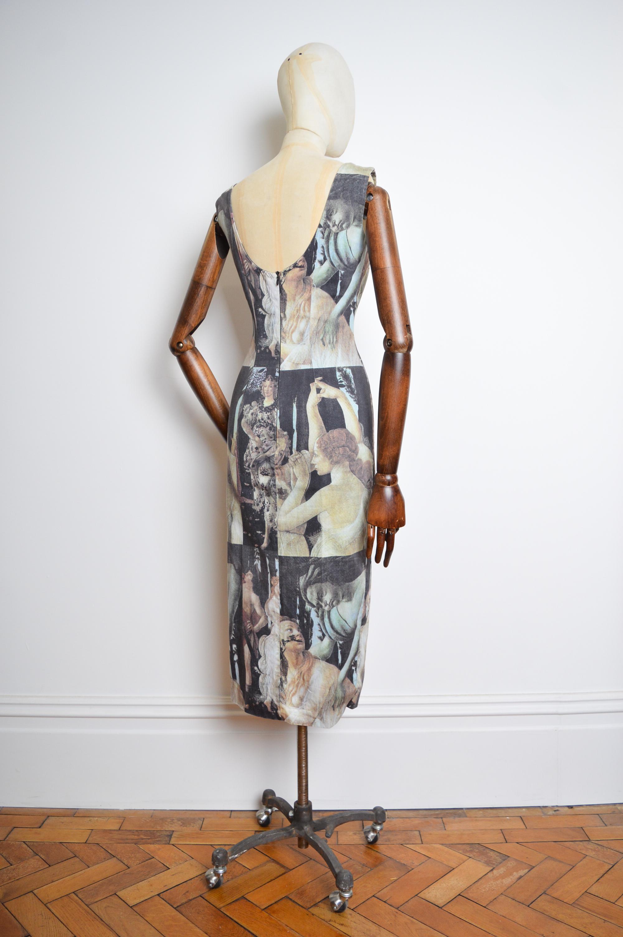 SS 1993 DOLCE & GABBANA Body con Botticelli Primavera Art Runway cocktail Dress For Sale 4