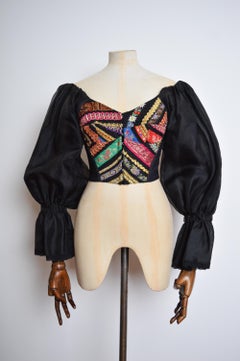 SS 1993 DOLCE & GABBANA Runway embroidered corset Cropped Blouse