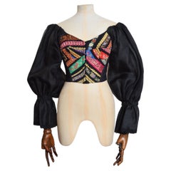 Vintage SS 1993 DOLCE & GABBANA Runway embroidered corset Cropped Blouse 