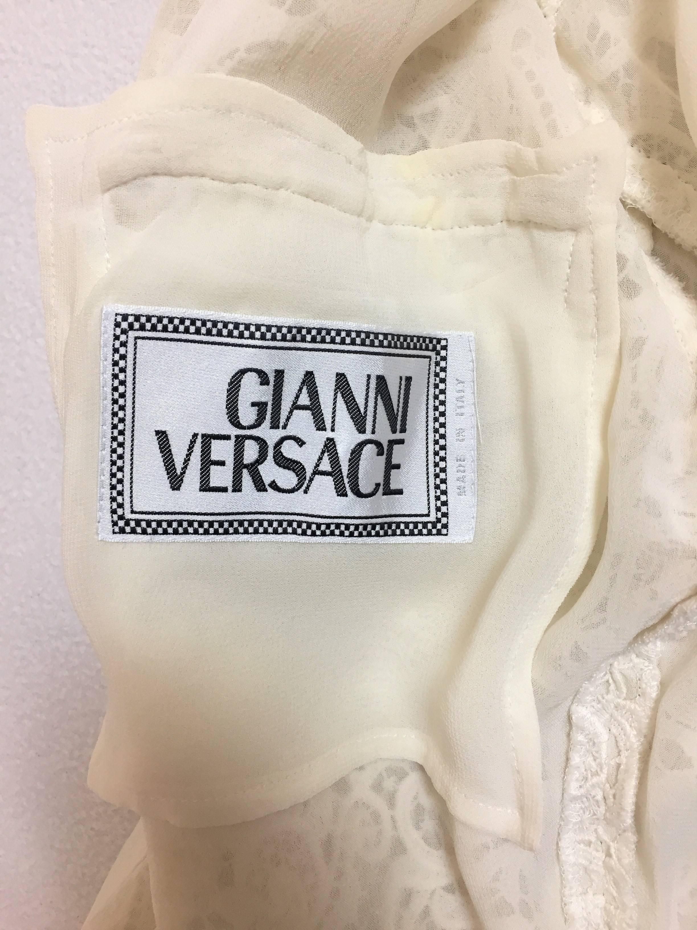 Women's S/S 1994 Gianni Versace Sheer Ivory Lace Short Jacket 42