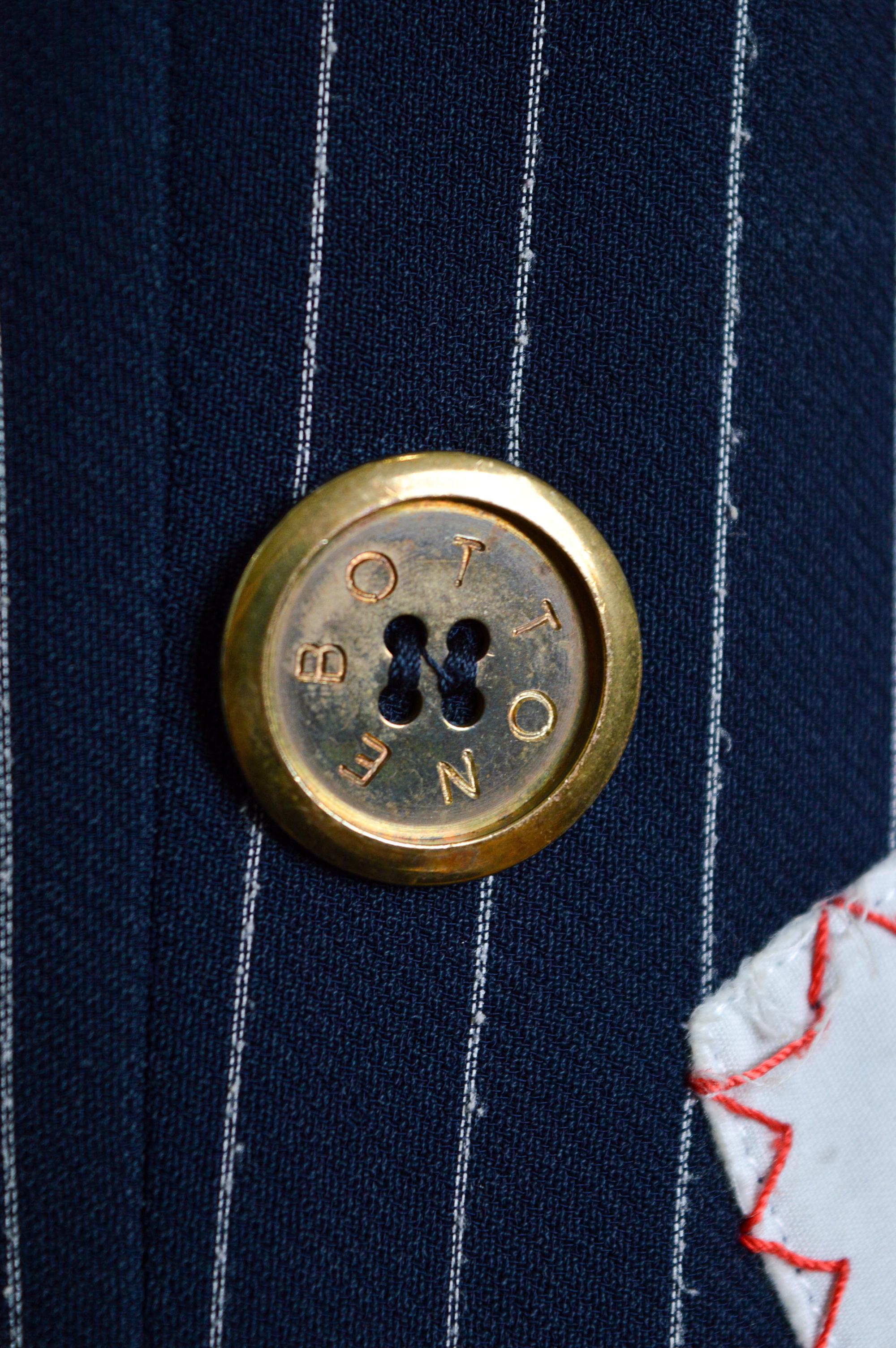 Veste blazer vintage Moschino à rayures et patchwork, défilé printemps-été 1994 en vente 5