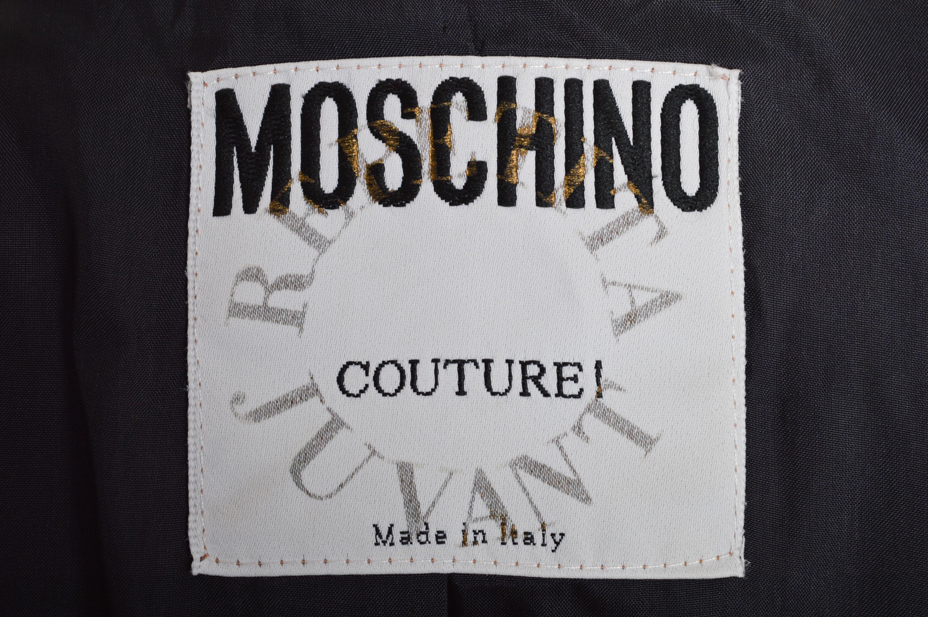 SS 1994 Vintage Moschino Pinstriped Patchwork Run Way Blazer Jacket For Sale 10