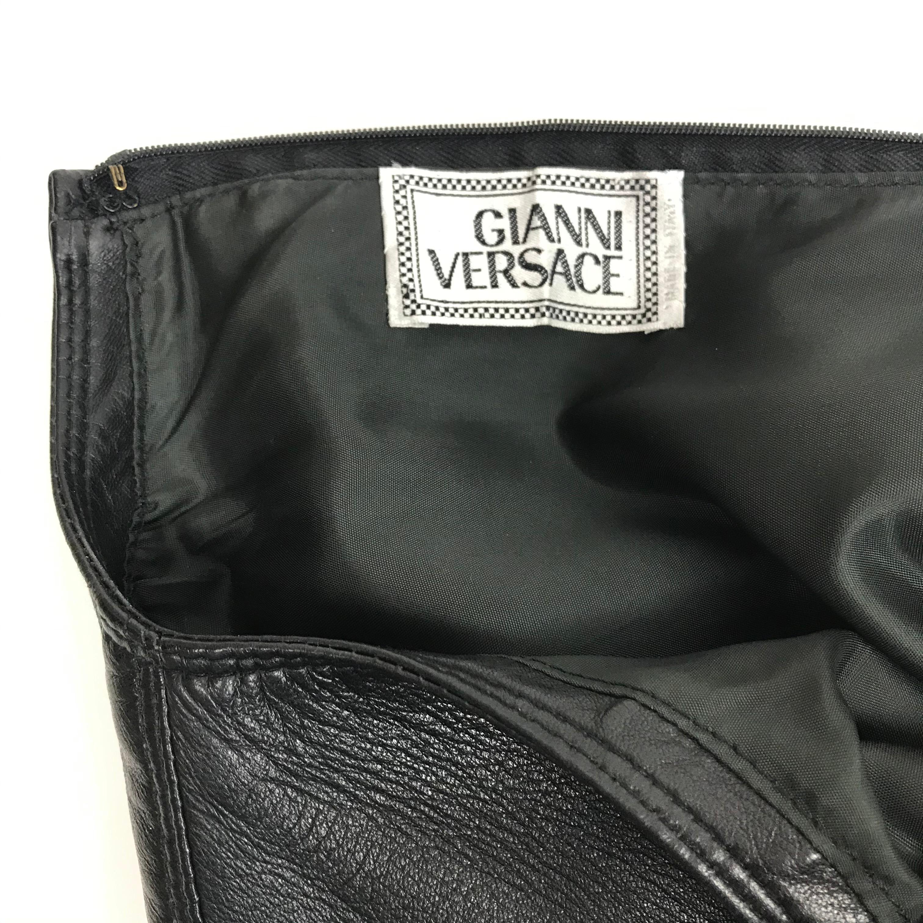 Black SS 1996 Gianni Versace Leather Dress Small / Shot by Richard Avedon  For Sale