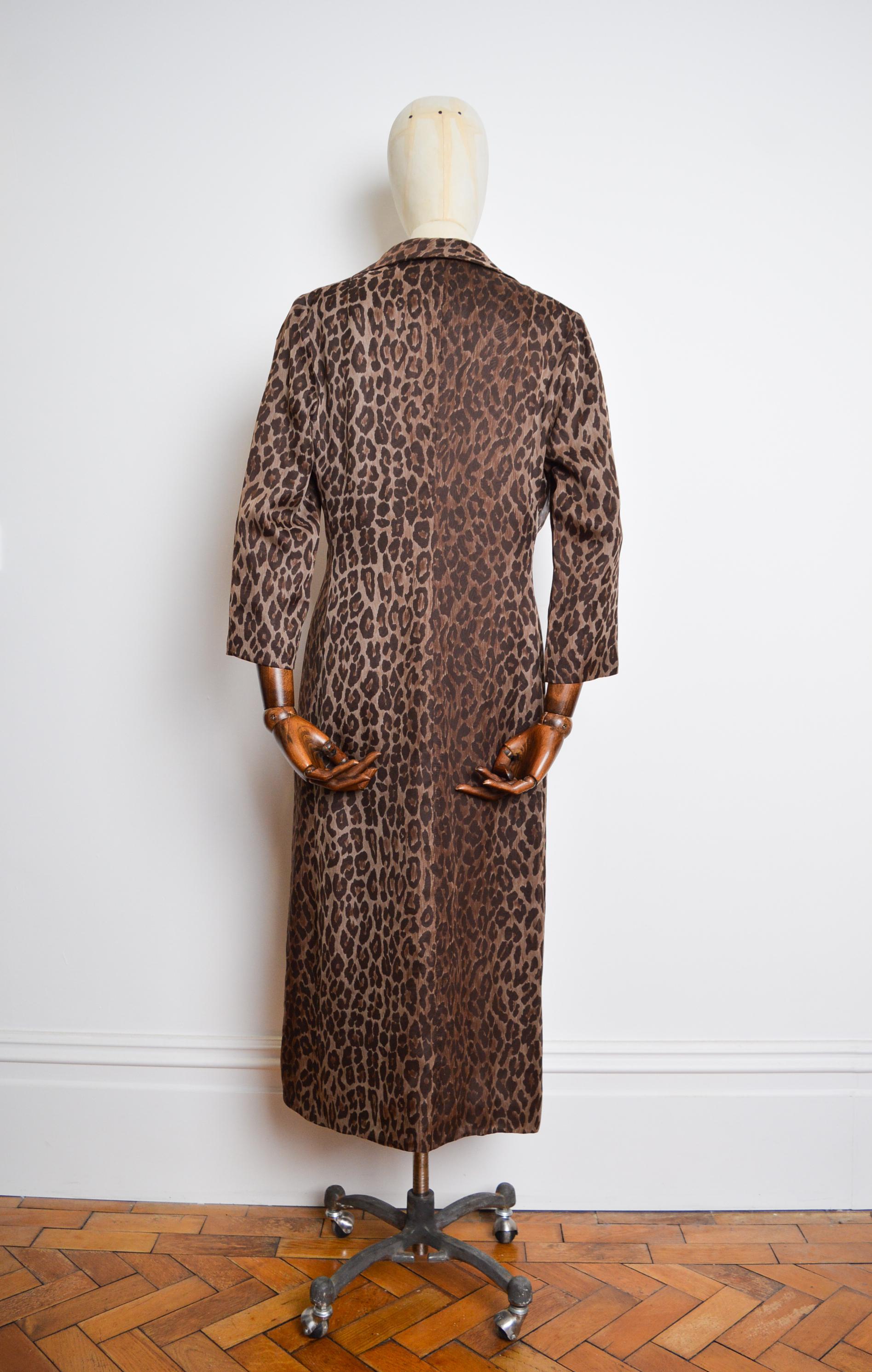 SS 1997 Dolce & Gabbana Runway Leopard Print Silk Full length Duster Jacket 6