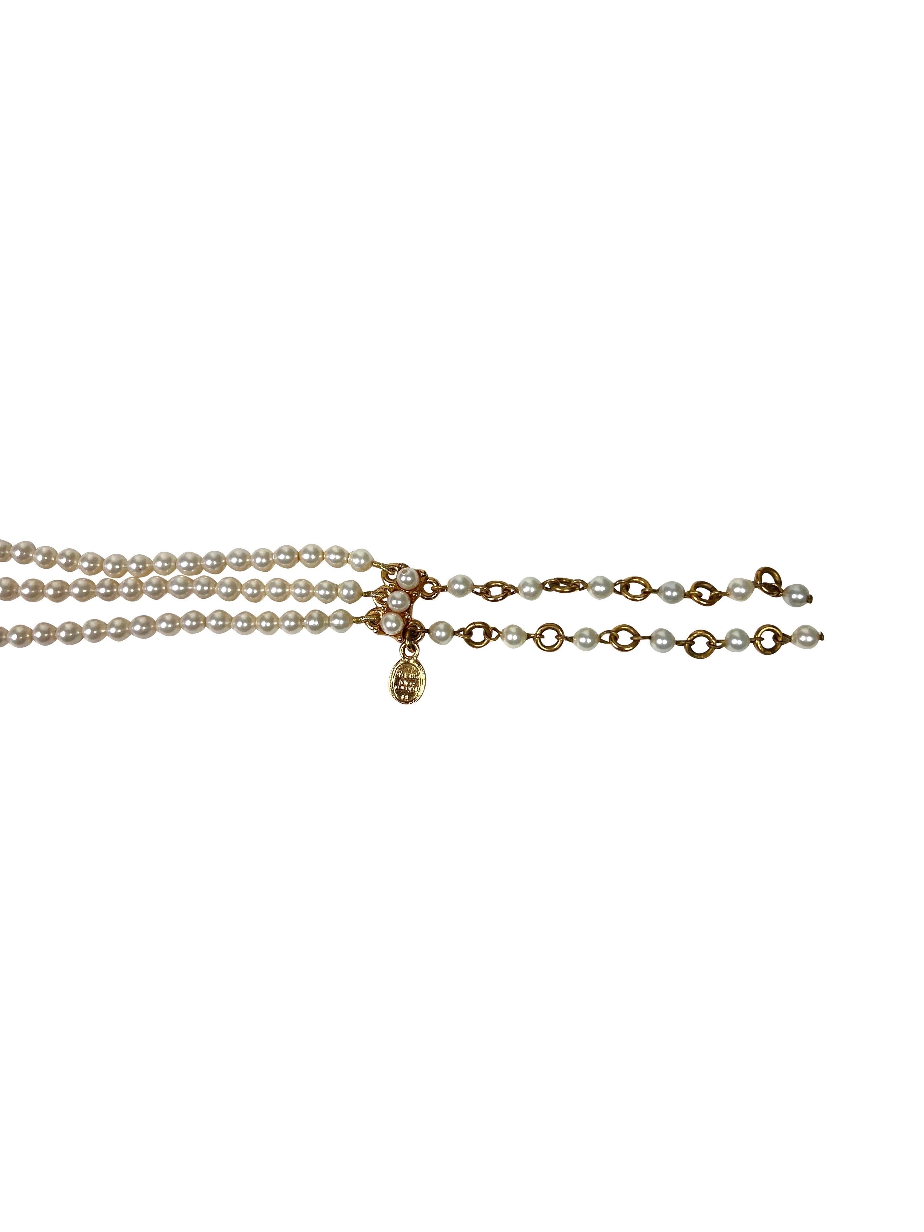 SS 1998 Dior by John Galliano Cameo Faux Pearl Choker Necklace 1