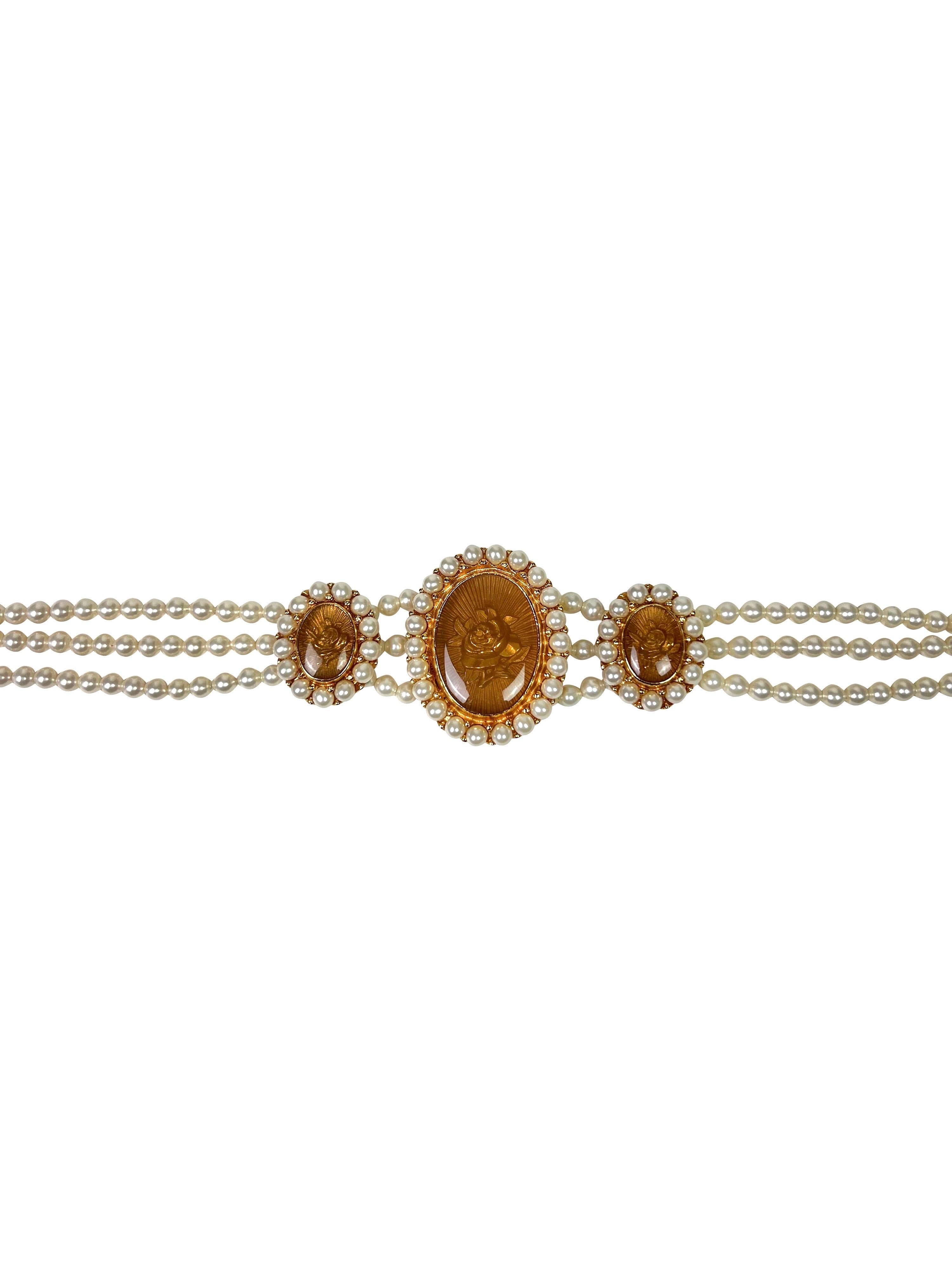 SS 1998 Dior by John Galliano Cameo Faux Pearl Choker Necklace 2