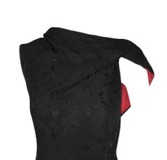 S/S 1998 Gianni Versace Black & Red Chinoiserie Plunging High Slit Gown Dress