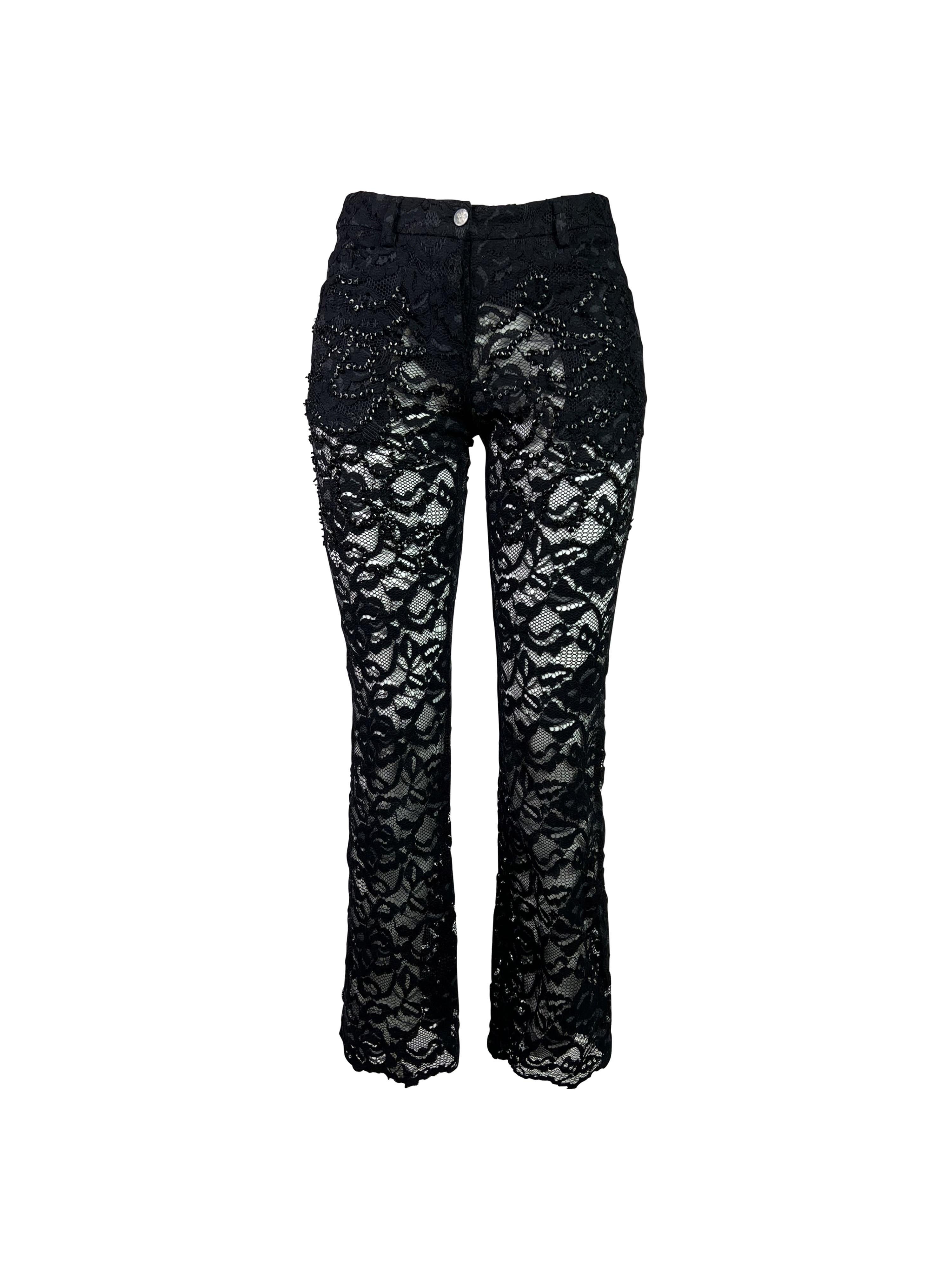 Black SS 1999 Alexander McQueen Lace Trousers
