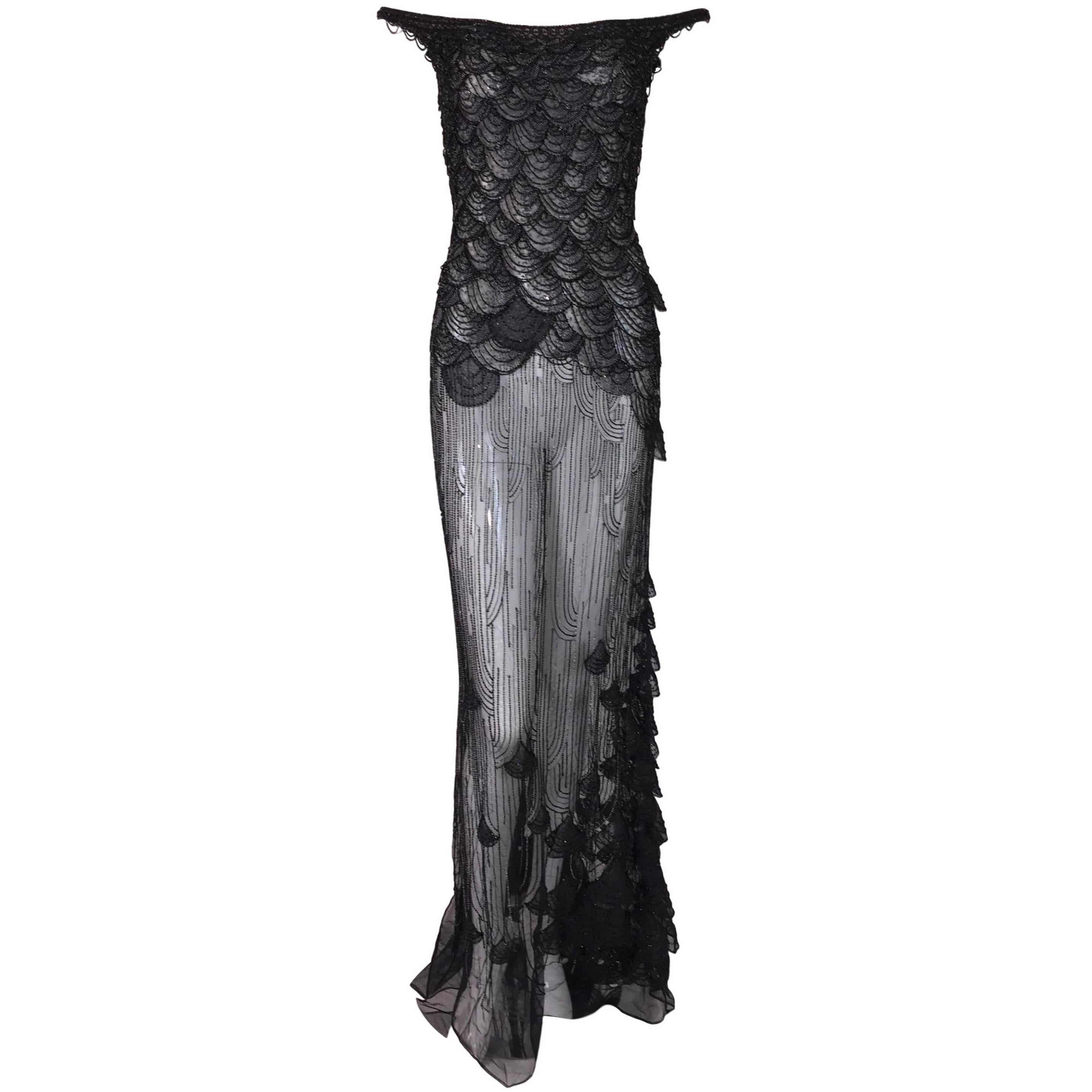 black mesh gown