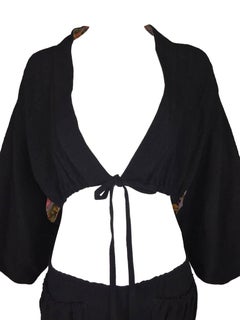 S/S 1999 Jean Paul Gaultier Runway Black Kimono Crop Top Low Rise Skirt Set