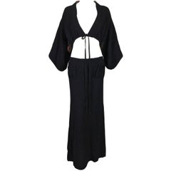 Retro S/S 1999 Jean Paul Gaultier Runway Black Kimono Crop Top Low Rise Skirt Set