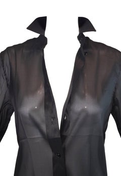 S/S 2000 Dolce & Gabbana Sheer Black Button Down Tunic Dress Blouse
