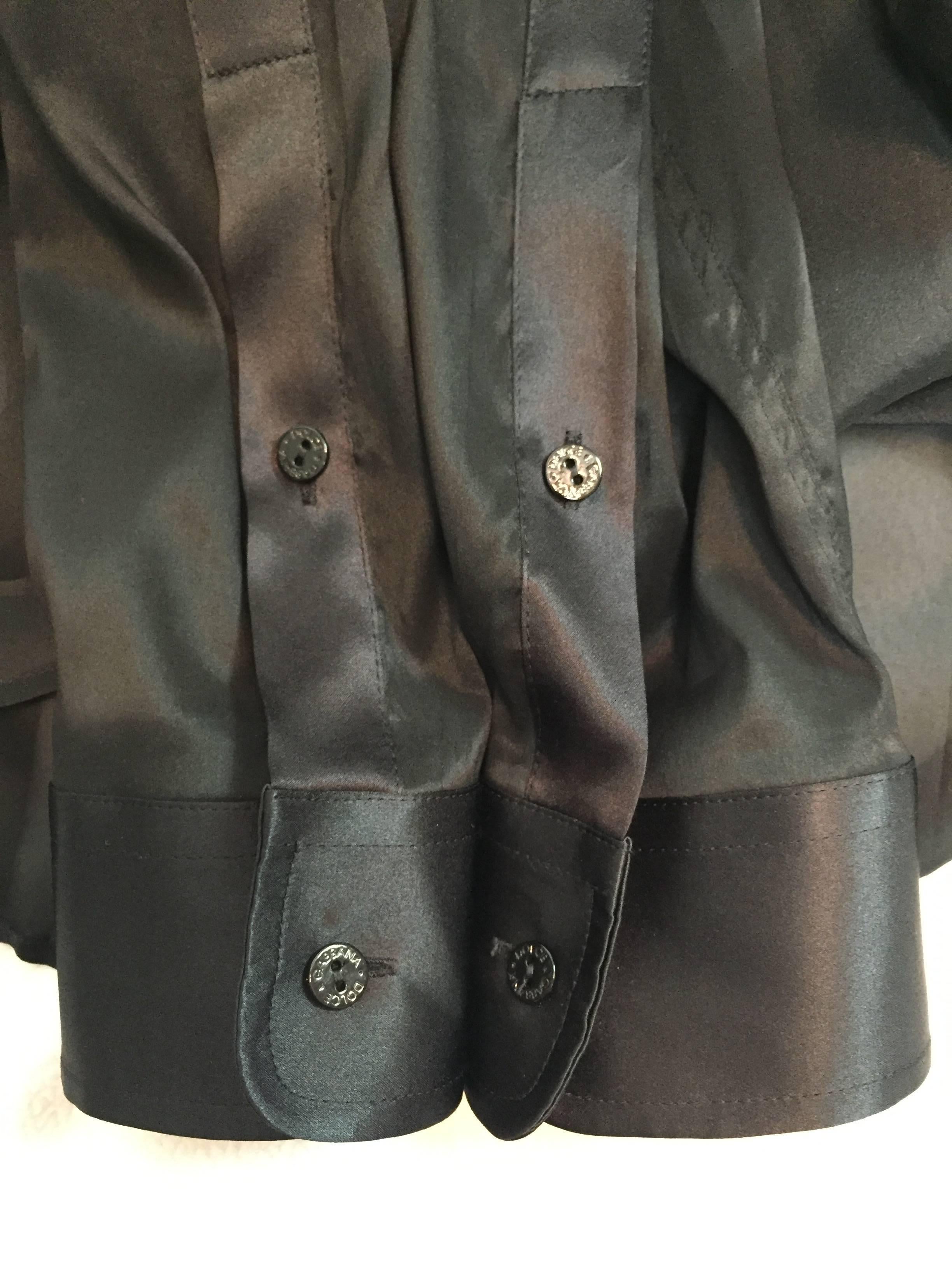 S/S 2000 Dolce & Gabbana Sheer Black Button Down Tunic Dress Blouse 2