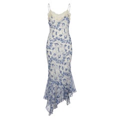 SS 2001 Christian Dior by John Galliano Toile de Jouy Silk Bias-Cut Slip Dress