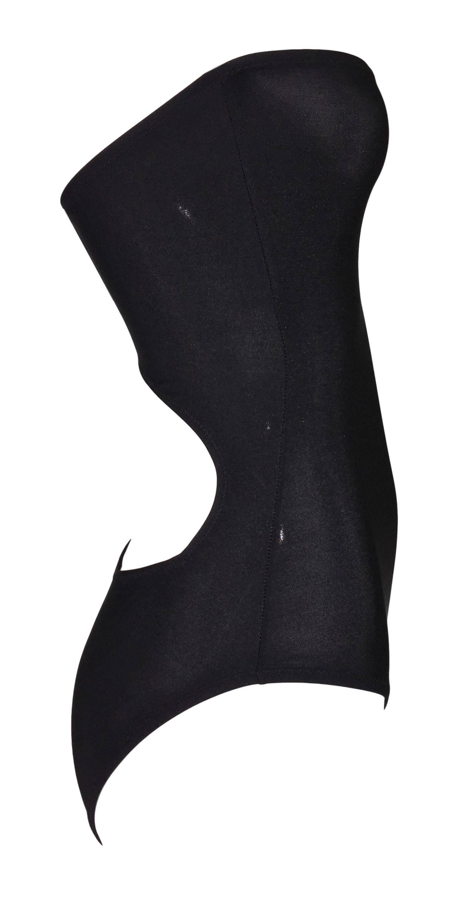 S/S 2001 Gianni Versace Sheer Black Strapless Cut-Out Bodysuit Swimsuit In New Condition In Yukon, OK