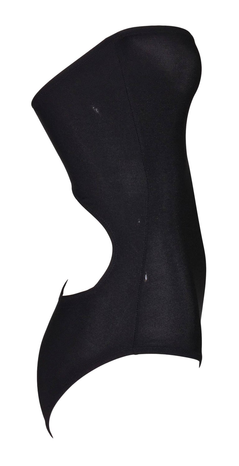 S/S 2001 Gianni Versace Sheer Black Strapless Cut-Out ...