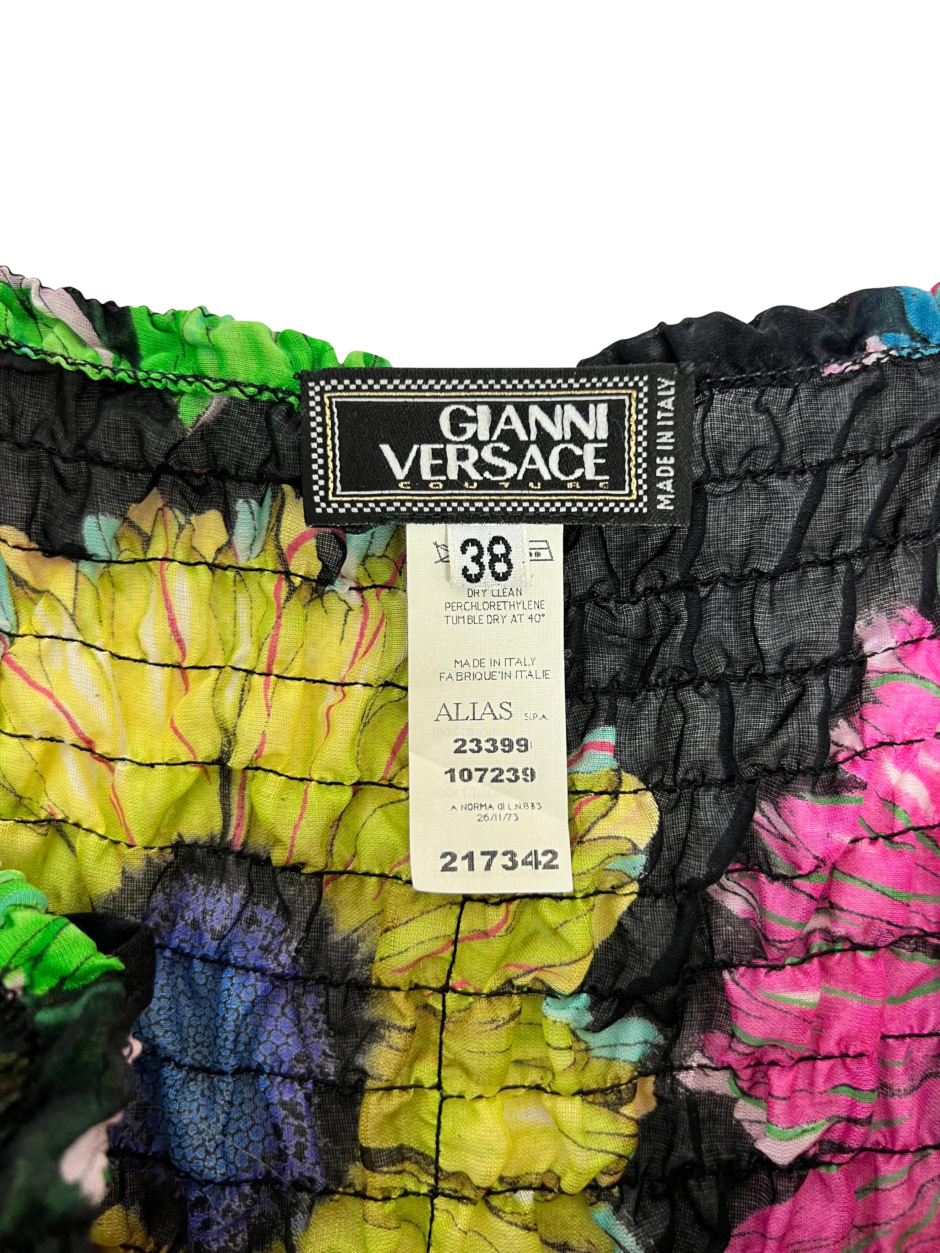 Versace par Donatella Versace - Robe transparente à imprimé tournesol, printemps-été 2002 en vente 2
