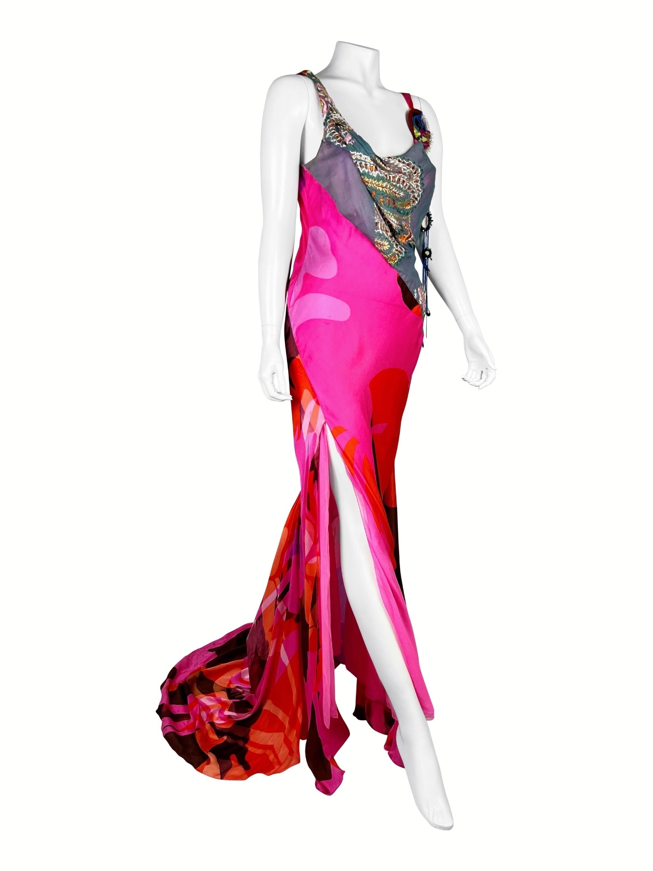 Pink SS 2003 Christian Lacroix RTW Silk Gown For Sale