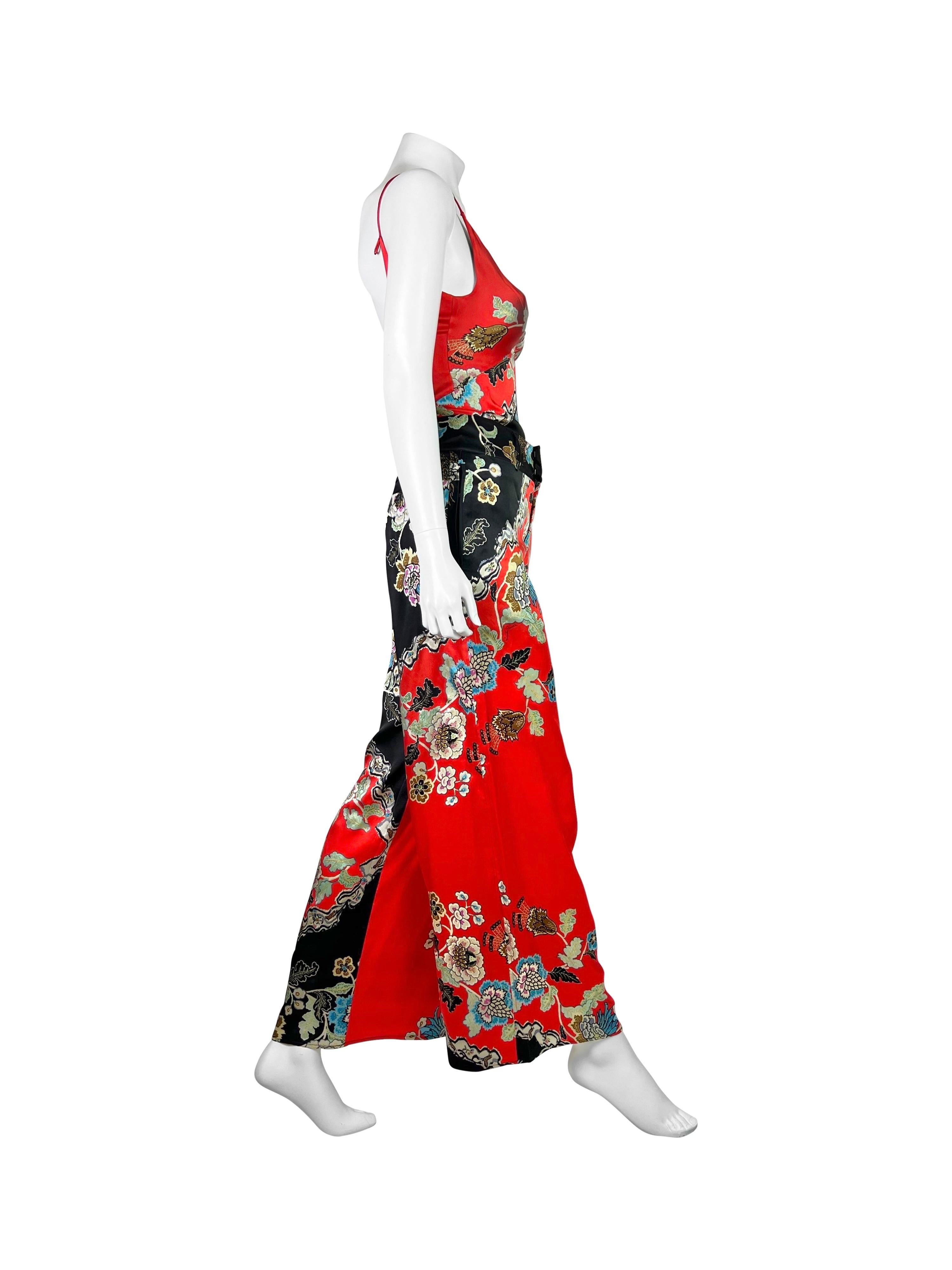 SS 2003 Roberto Cavalli Chinoiserie Silk Set In Excellent Condition In Prague, CZ