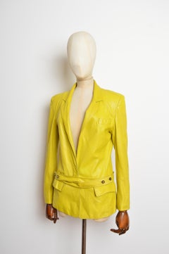 SS 2004 Yves Saint Laurent Tom Ford Lime Green Butter soft leather Blazer Jacket